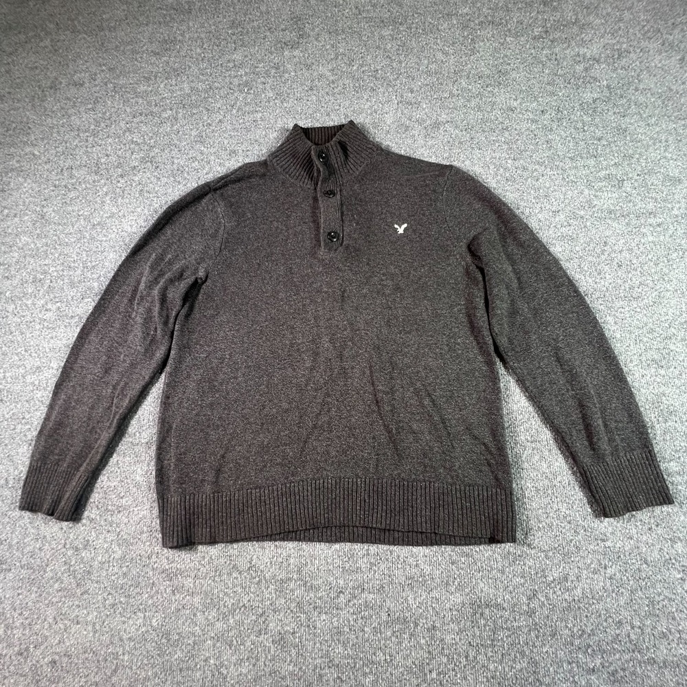 American Eagle Mens 2XL Black Cotton Athletic 1/4 Zip Sweater 3374367003
